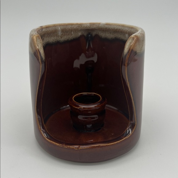 Hermitage Pottery Brown Drip Glaze Lamp Styled Finger Candle Holder 221157 - Picture 2 of 13
